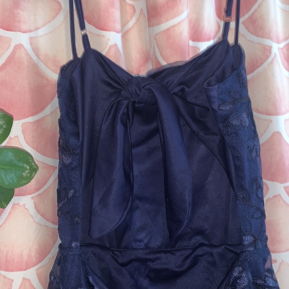 Lucy in the Sky Lace Floral Blue Mini Dress - Picture 5 of 7